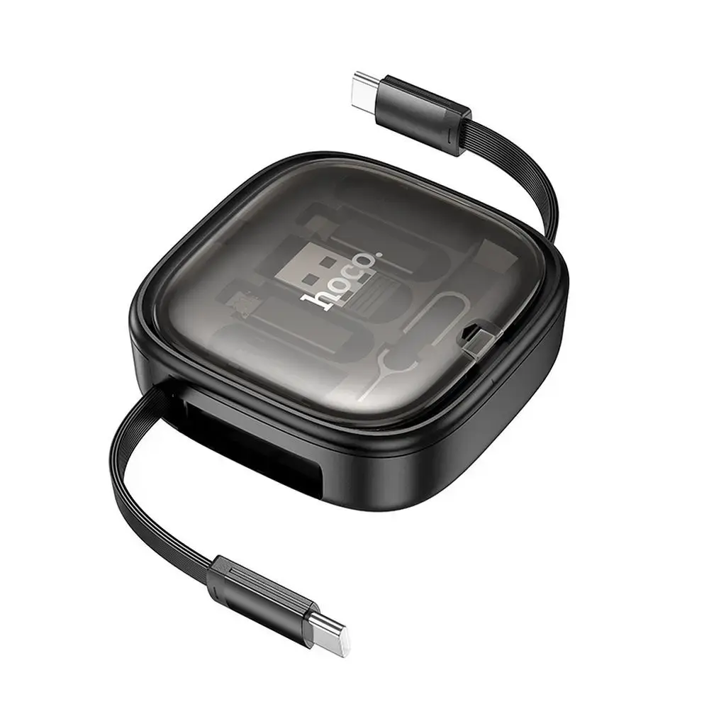 Hoco U140 4-in-1 datu pārraides un uzlādes vads | USB-C uz USB-A, Lightning, Micro USB | PD | 60W | 0.95m | melns