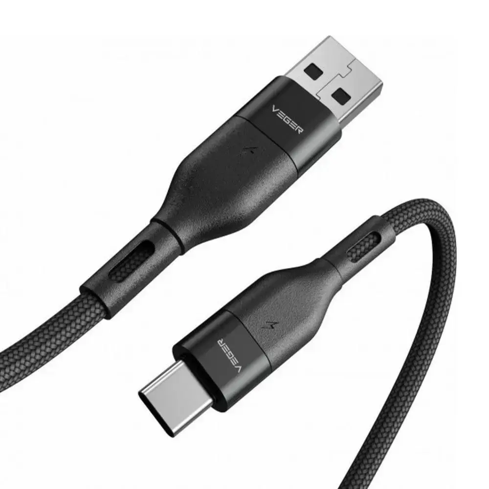 VEGER AC03 datu pārraides un uzlādes vads | USB-A uz USB-C | 100W | 1.2m | melns