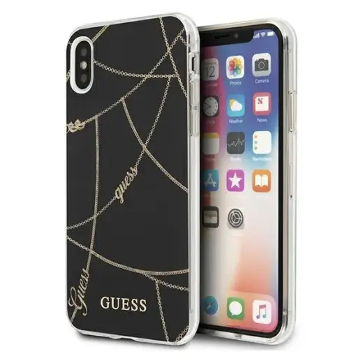 Guess GUHCPXPCUCHBK iPhone X|Xs czarny|black hardcase Gold Chain Collection