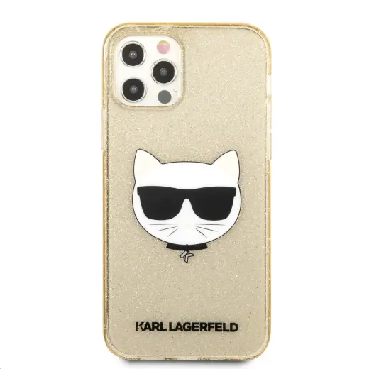 KLHCP12MCHTUGLGO Karl Lagerfeld Choupette Head Glitter Case для iPhone 12|12 Pro 6.1 Gold