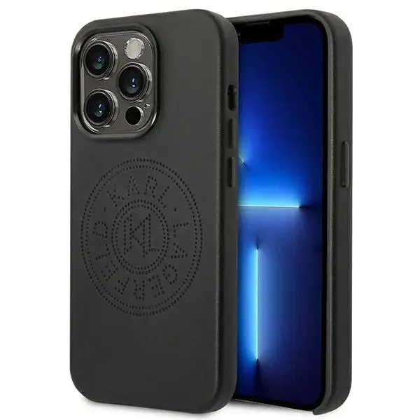 Karl Lagerfeld PU Leather Perforated Logo Case for iPhone 14 Pro Black