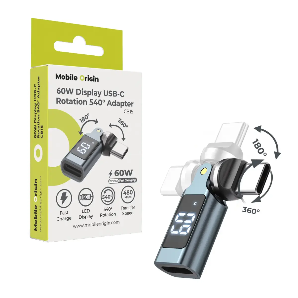 MOBILE ORIGIN Display USB-C Rotation 540°