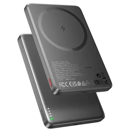 Hoco Q26 Power Bank | 5,000 mAh | 20W | PD, QC | USB-C, MagSafe, Wireless | gray