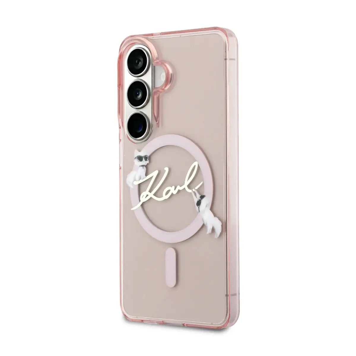 Karl Lagerfeld IML Choupette Karl Script Logo Magnetic Case for iPhone Samsung Galaxy S26 Pink