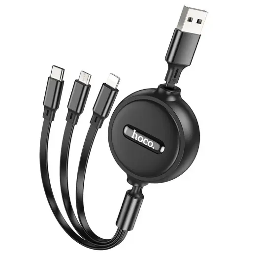 Hoco X75 3-in-1 провод для передачи данных и зарядки | USB-A на Lightning, Micro USB, USB-C | 10W | 1m | чёрный