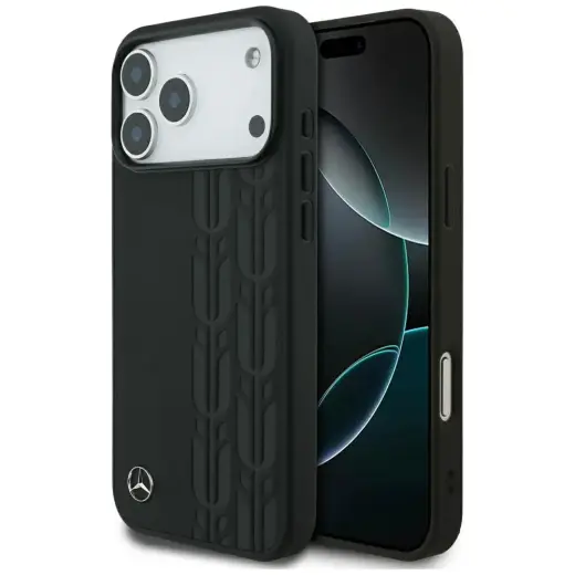 Etui Mercedes Leather Laurel Leaves       MagSafe do iPhone 17 Pro Max czarny