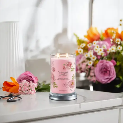 Debenhams Signature Large Tumbler Candle - Fresh Cut Roses 567g in Pink | Size: DO NOT USE - 567 G