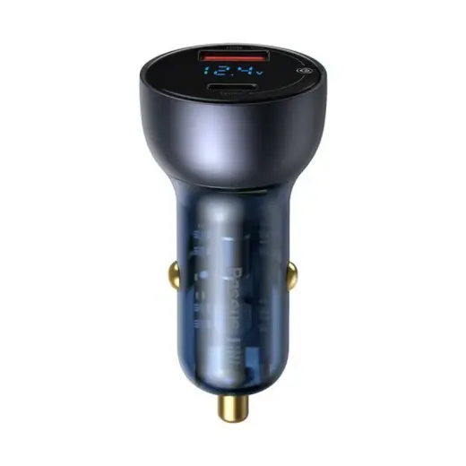 Baseus TZCCKX-0G auto lādētājs | 65W | QC | USB-A, USB-C | ar USB-A uz USB-C vadu komplektā | melns