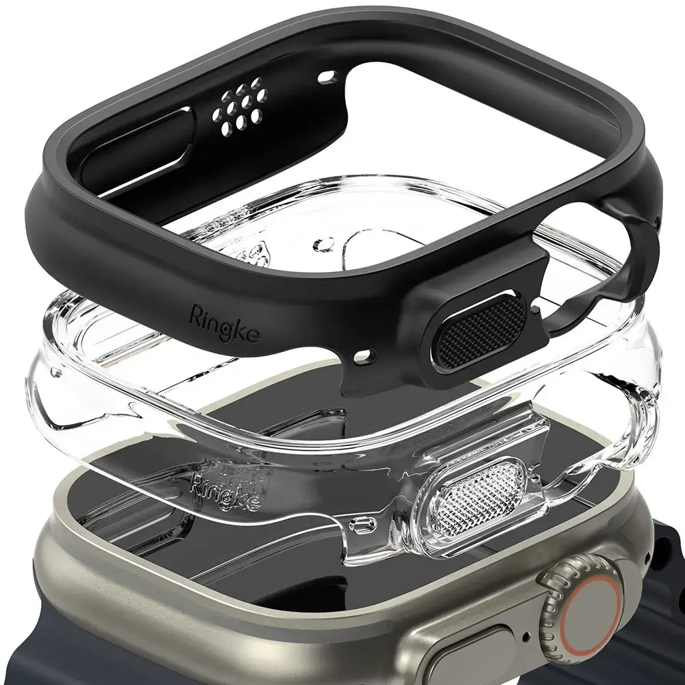 RINGKE SLIM 2-PACK APPLE WATCH ULTRA 1 | 2 (49 MM) CAURSPĪDĪGS UN MATĒTI MELNS