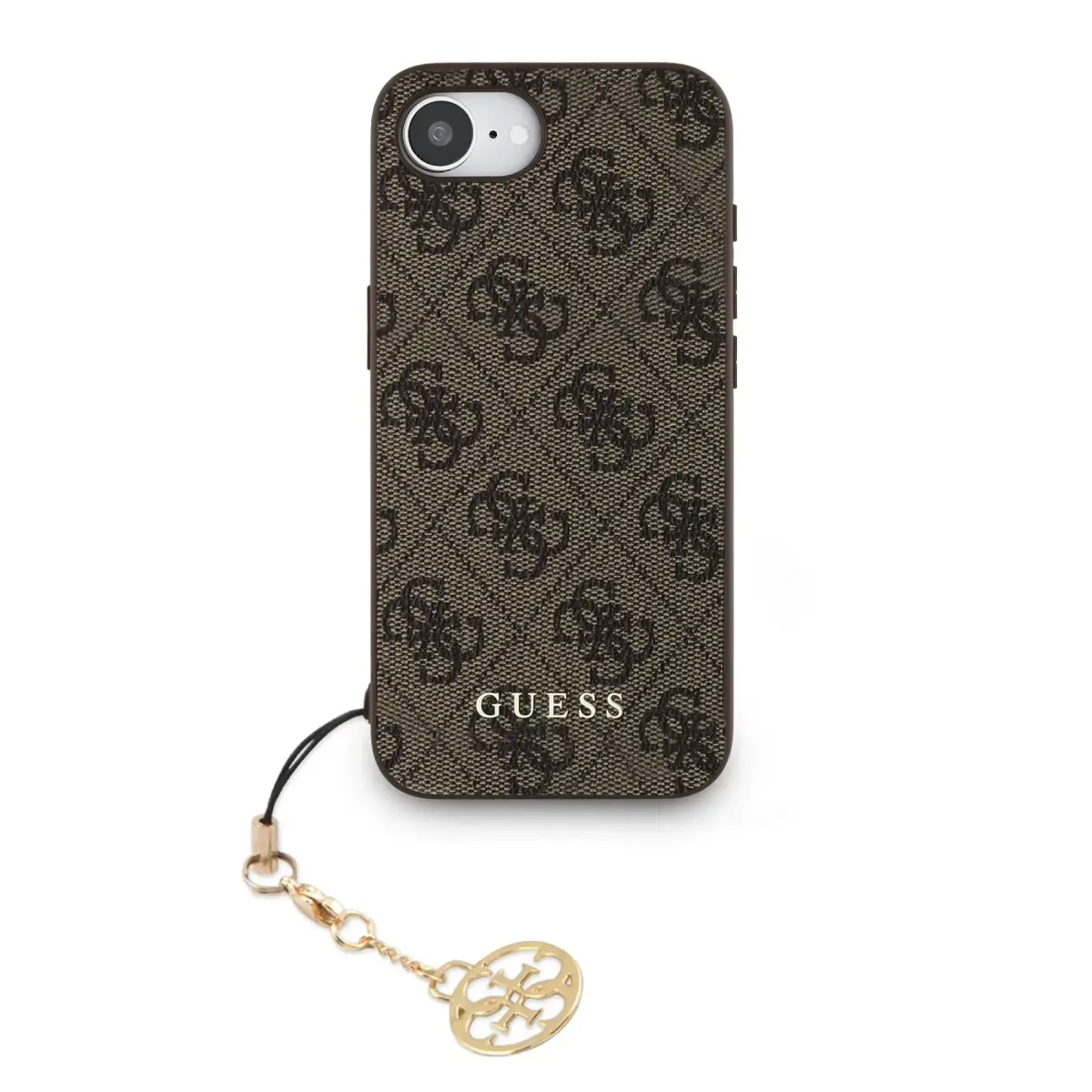 Guess 4G Charm telefona maciņš priekš iPhone 16 brūns