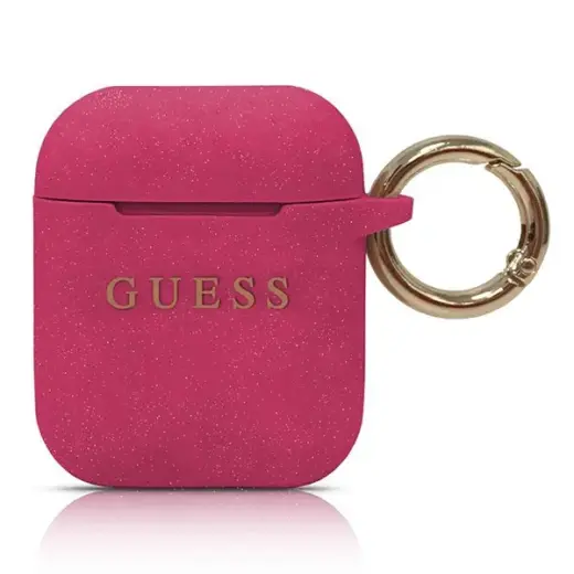 Guess GUACCSILGLFU Силиконовый чехол для наушников Apple Airpods 1 | 2 Розовый