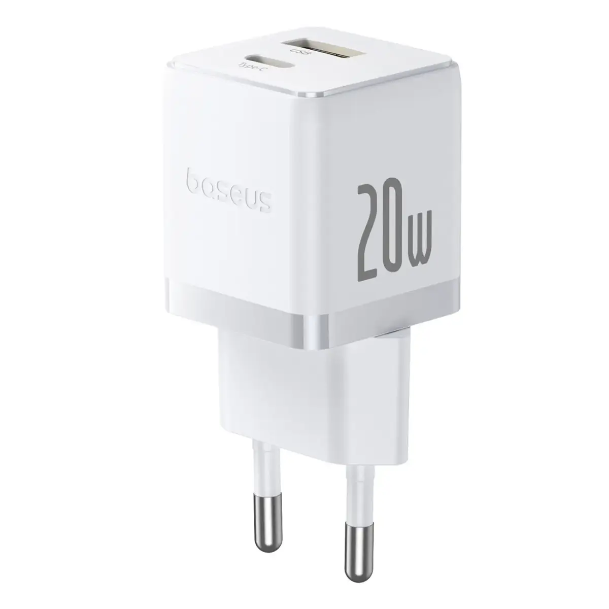 Baseus Palm tīkla lādētājs | 20W | PD, QC | USB-C, USB-A | balts