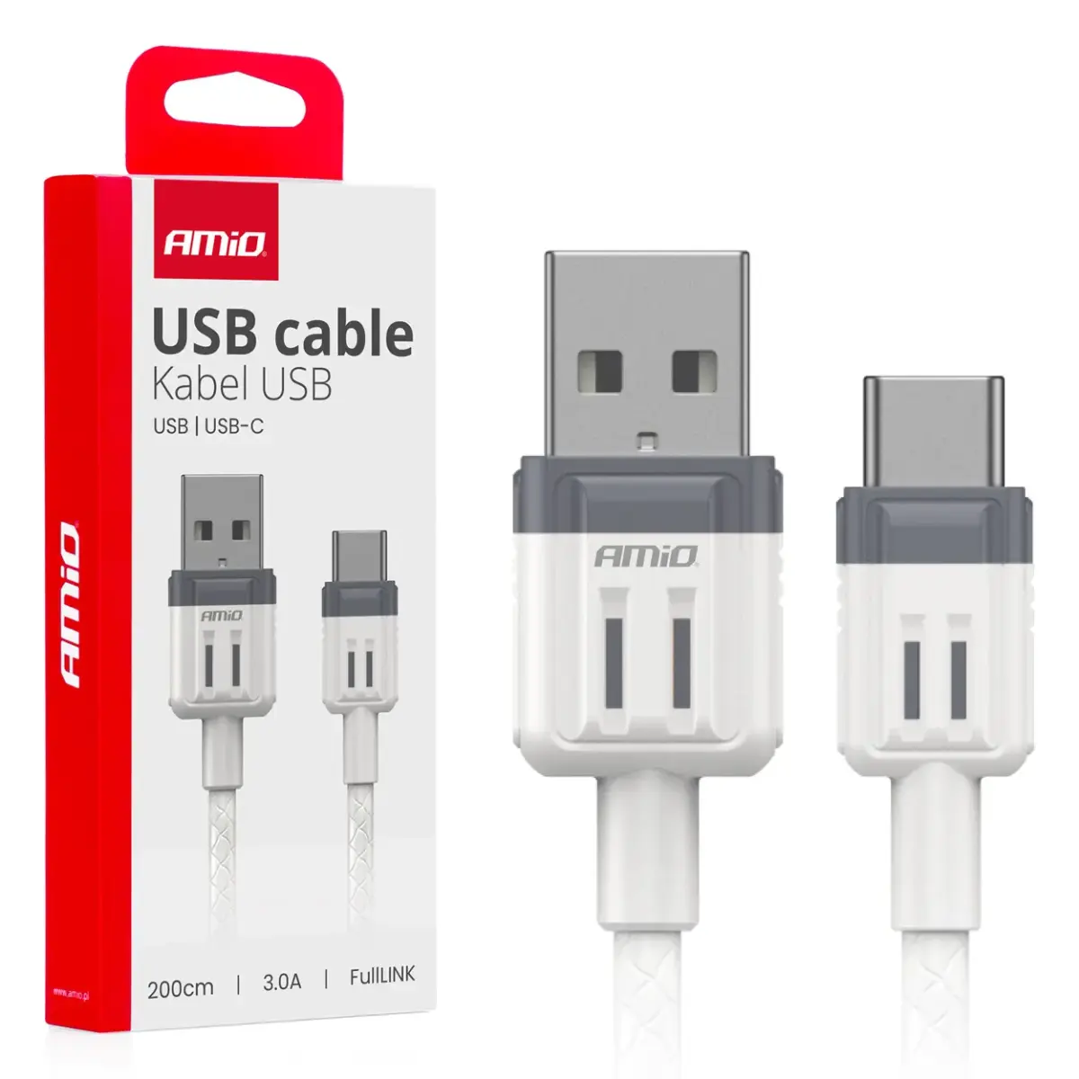 AMiO AMIO-03906 datu pārraides un uzlādes vads | USB-A uz USB-C | 15W | 2m