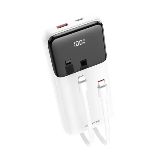 Borofone Power Bank 20000mAh BJ22A - USB - PD QC 3.0 22,5W with Type C and Lightning cables white