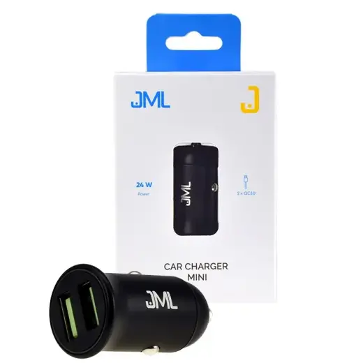 JML CC-102 automašīnas lādētājs Quick Charge 3.0 | 2 x USB | 4.8A | 24W melns