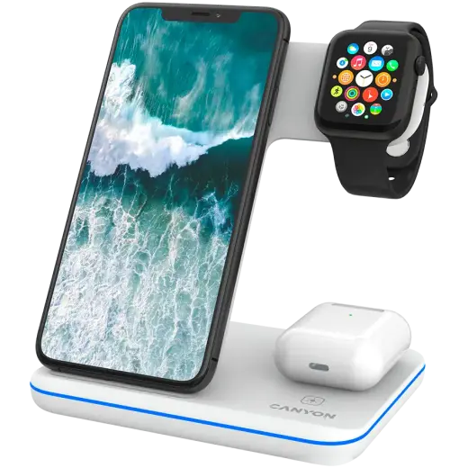 CANYON wireless charger WS-303 15W 3in1 White