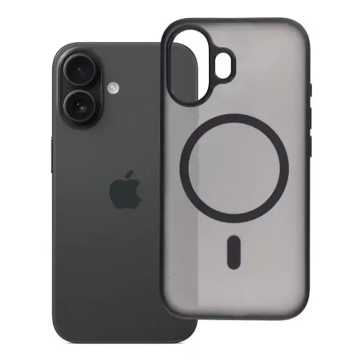 Flexline Mag telefono dėklas su MagSafe palaikymu iPhone 16 juodas