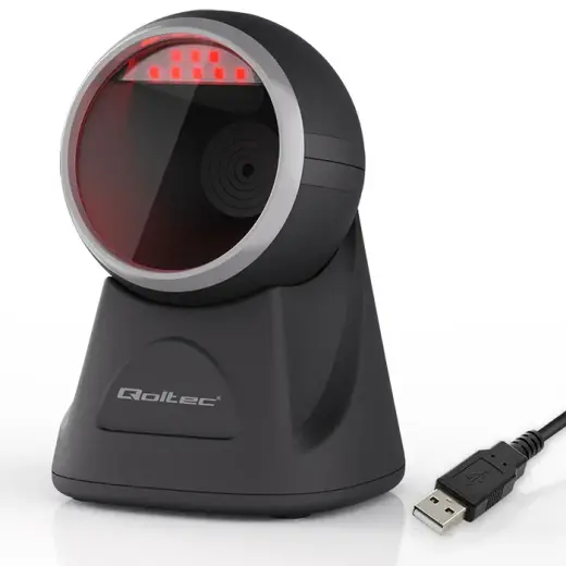 Qoltec Stationary barcode reader and QR code scanner | 1D 2D | USB | Precision
