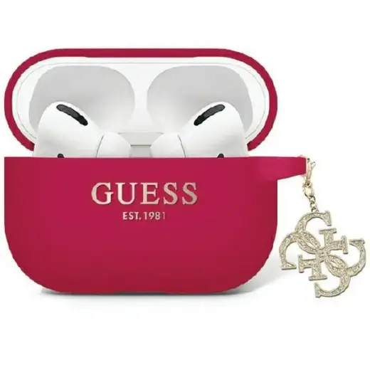 Guess GUAP2LECG4M AirPods Pro 2 cover purpurowy|magenta Liquid Silicone Glitter Triangle Charm
