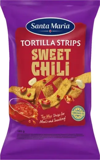 Corn chip strips with sweet chili flavor 185g, Santa Maria