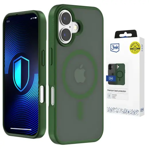 3mk Smoke MagCase maciņš ar MagSafe atbalstu telefonam iPhone 16 zaļš caurspīdīgs