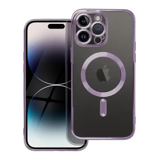 Electro Mag telefono dėklas su MagSafe palaikymu iPhone 14 Pro Max violetinis