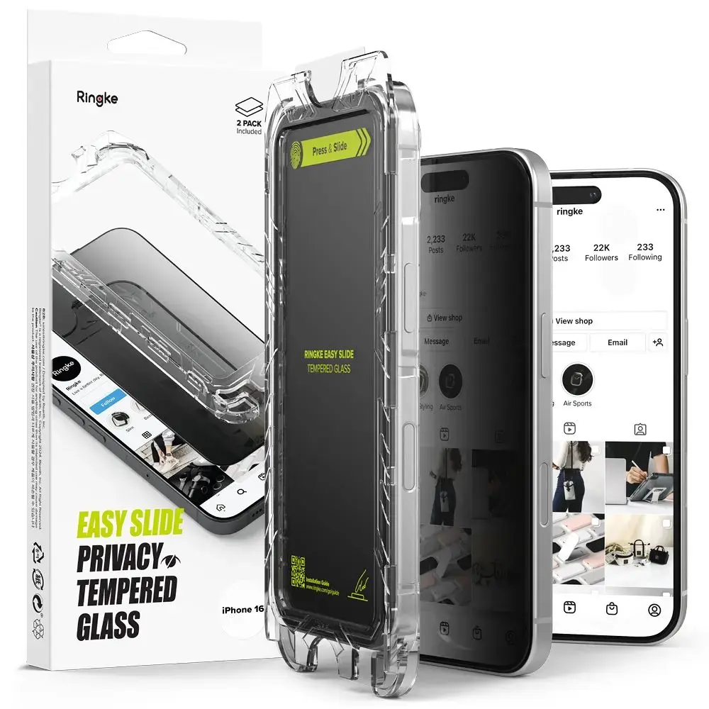 RINGKE EASY SLIDE 2-PACK IPHONE 15 | 16 PRIVĀTUMA STIKLS