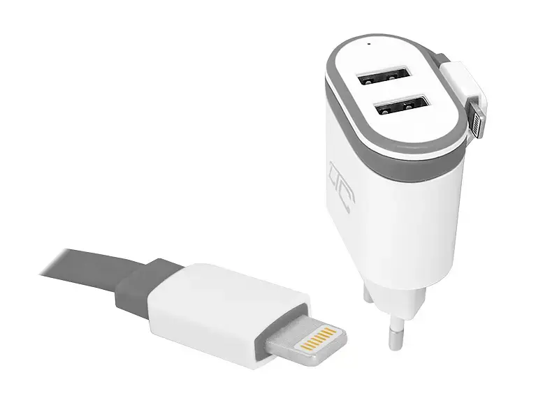 LTC 2xUSB 2A tīkla lādētājs + 20 cm Iphone 2A kabelis.