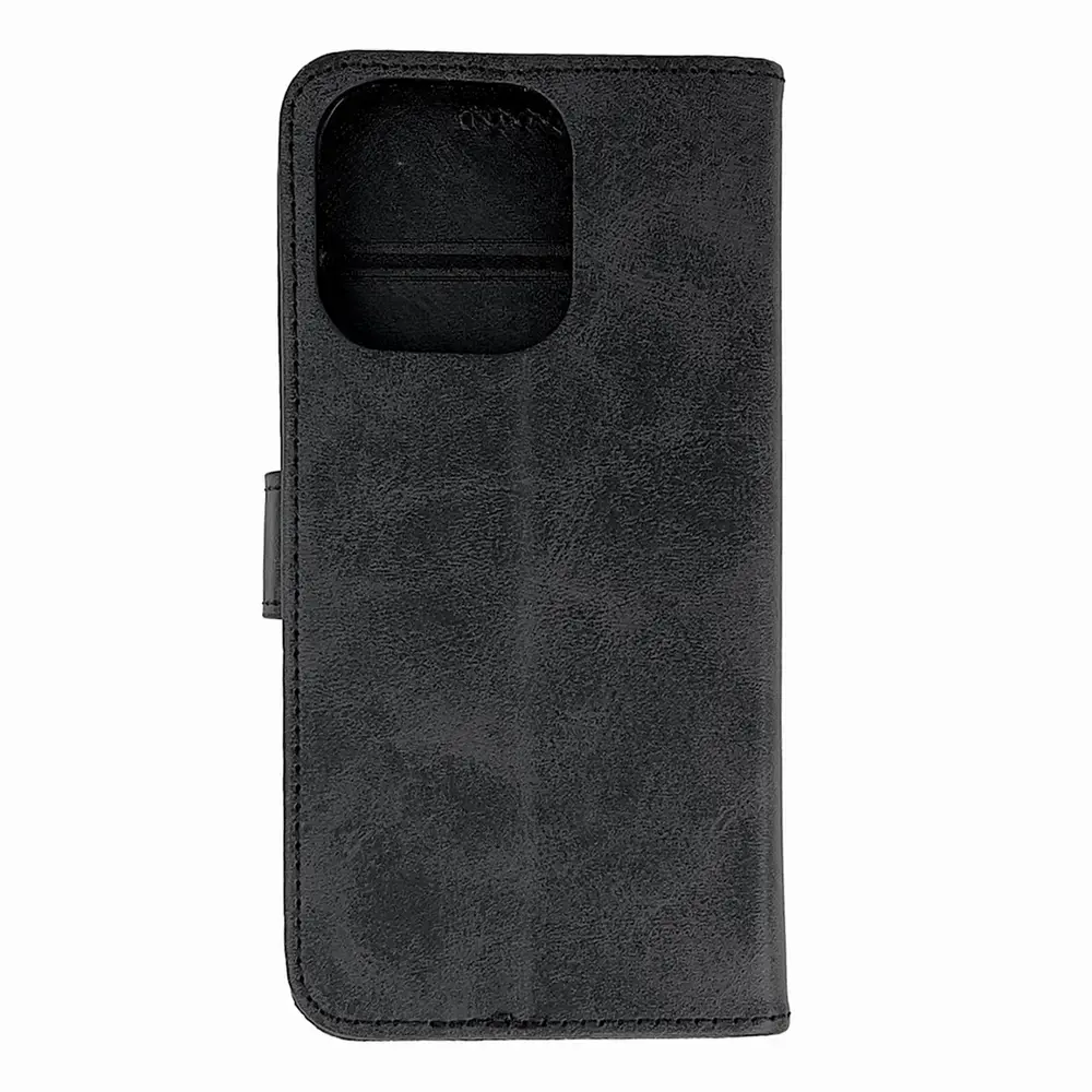 Leather grāmatveida maciņš telefonam iPhone 16 Pro Max melns