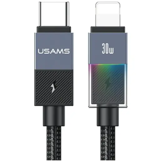 USAMS SJ776 провод для передачи данных и зарядки | USB-C на Lightning | PD | 30W | 1.2m | серый