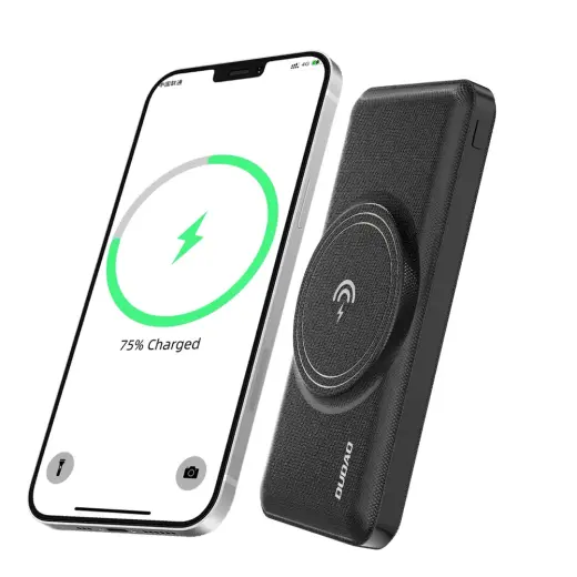 Dudao power bank 10000mAh 22.5W Power Delivery Quick Charge 2x USB | 1x USB Type C 15W Qi wireless charger for iPhone compatible with MagSafe black (K14Pro-black)