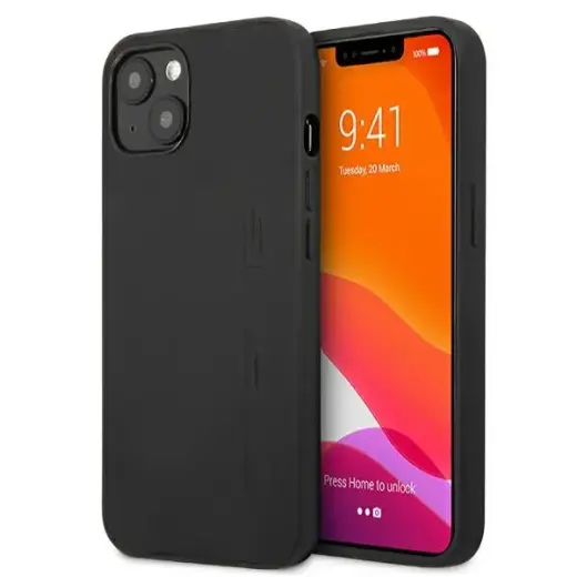AMG 6,1" black hardcase Leather Hot Stamped phone case for iPhone 13 black