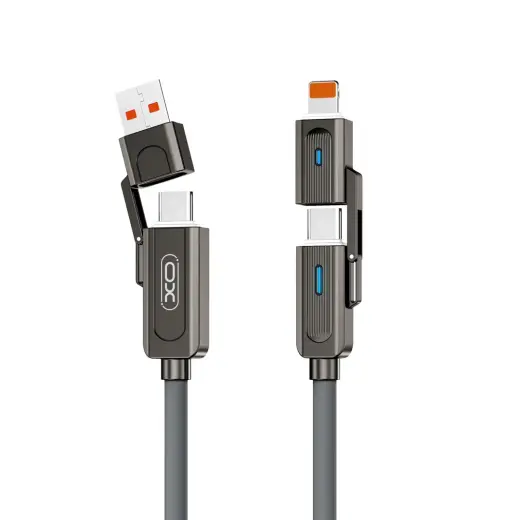 XO NB275 3-in-1 data transfer and charging cable | USB-A to USB-C, Lightning, USB-C | 60W | 1m | gray