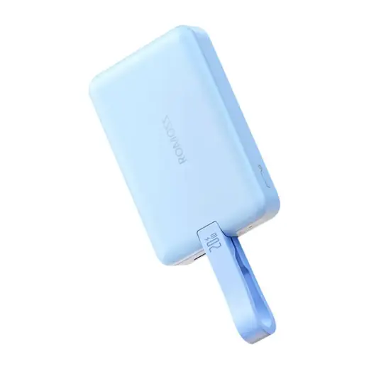Romoss WMS10 ārējais akumulators (powerbank) | 10000 mAh | 20W | USB-C, Lightning, Bezvadu, MagSafe | zils