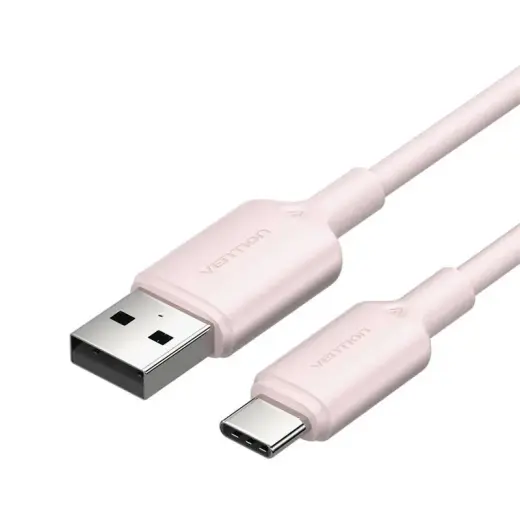 Vention CTQPF datu pārraides un uzlādes vads | USB-A uz USB-C | 15W | 1m | rozā