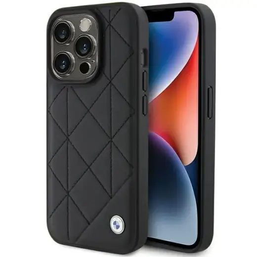 BMW BMHCP15X22RQDK iPhone 15 Pro Max  6.7" czarny|black Leather Quilted