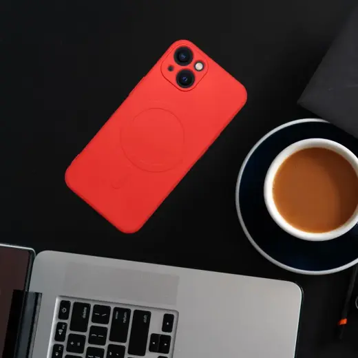 Silicone Mag Cover phone case with MagSafe support for Samsung Galaxy A36 5G (A366) red