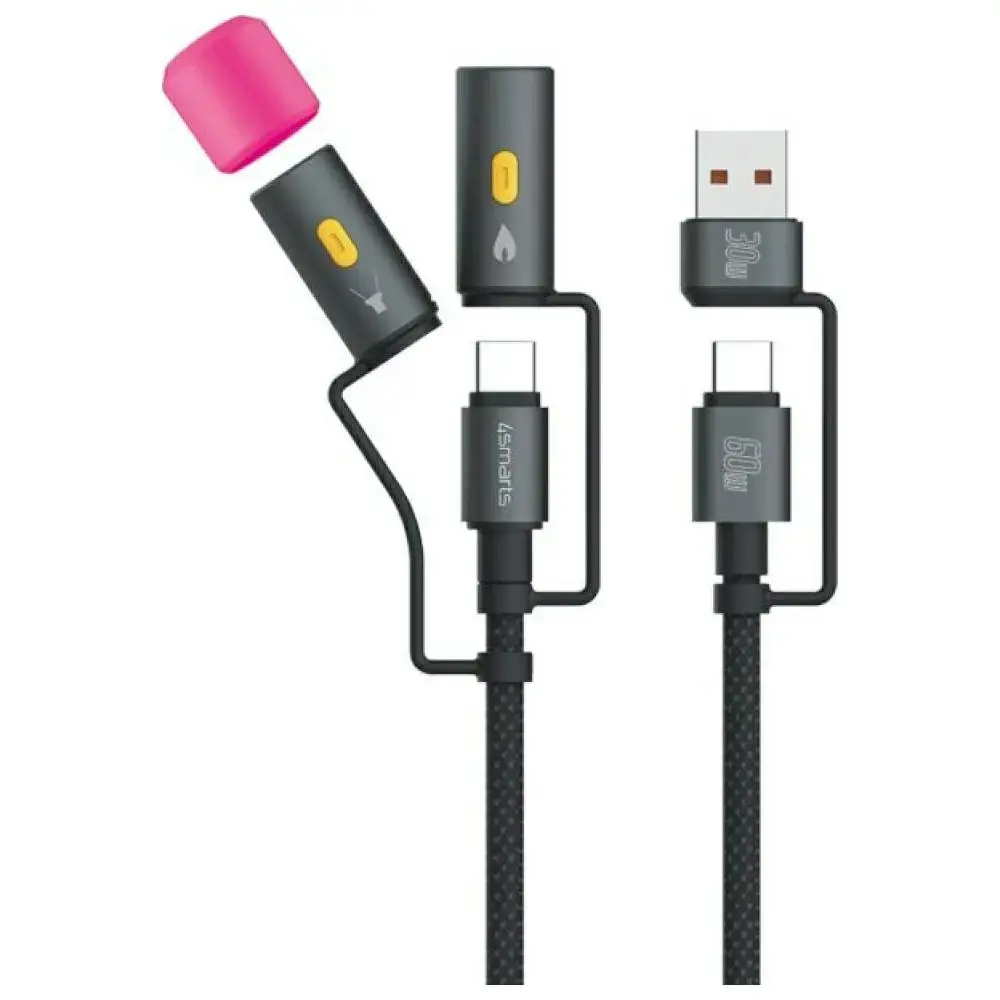4smarts Explorer datu pārraides un uzlādes vads | USB-C uz USB-C | 60W | 1m | melns