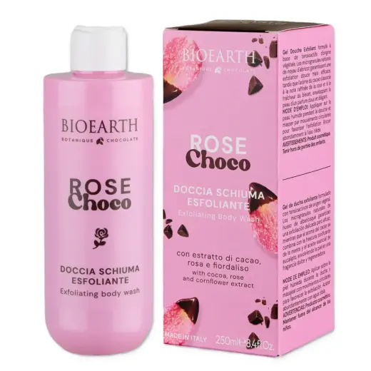 Bioearth, Rose Choco, Cleansing & Exfoliating, Shower Gel, For All Skin Types, 250 ml