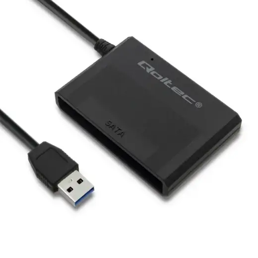 Qoltec 50644 cietā diska adapteris | USB 3.0 uz SATA3 2,5 collas | HDD | SSD | Melns