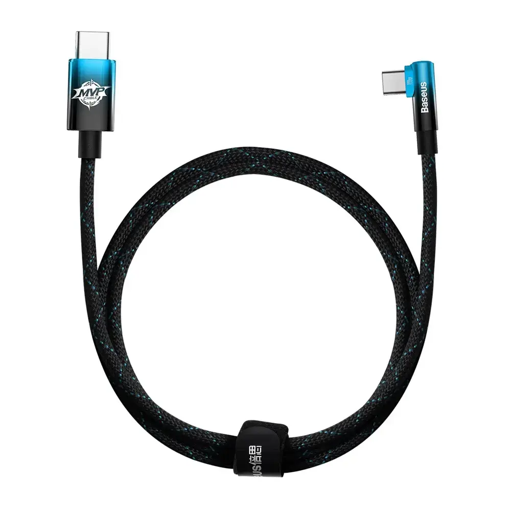 Baseus MVP Elbow angled cable Power Delivery cable with side connector USB Type C | USB Type C 1 m 100W 5A blue (CAVP000621)