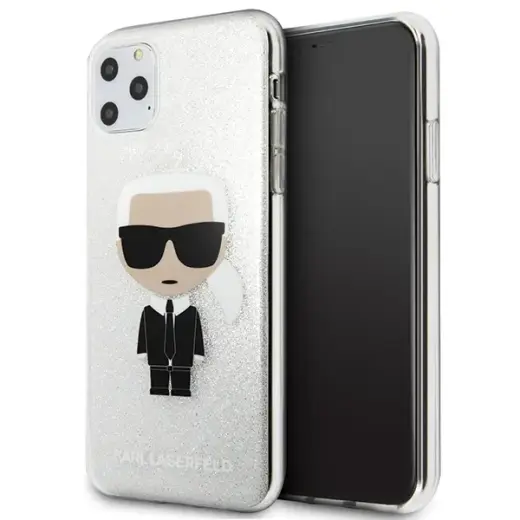 Karl Lagerfeld KLHCN65TPUTRIKSL iPhone 11 Pro Max srebrny|silver Glitter Ikonik Karl