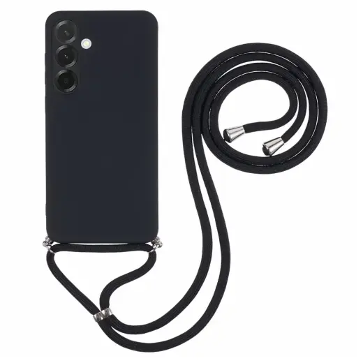 Fiber Lining Crossbody Strap maciņš ar siksniņu telefonam Samsung Galaxy A17 5G (A176) | A17 4G (A175) melns
