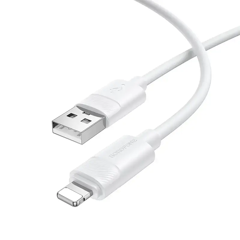 Borofone BX123 Leya datu pārraides un uzlādes vads | USB-A uz Lightning | 12W | 1m | balts