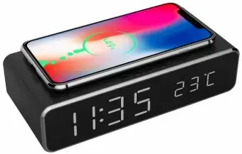 Gembird Digital alarm clock juhtmevaba laadija | Qi | must