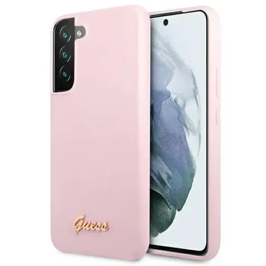 Guess GUHCS22SLSLMGLA S22 S901  lawenda|lavender hardcase Silicone Script Metal Logo