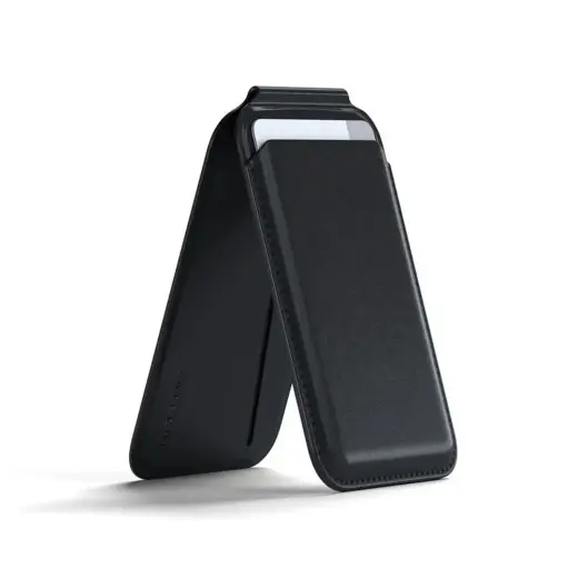 Leather wallet with stand, compatible with MagSafe Satechi Vegan Leather Wallet Stand black