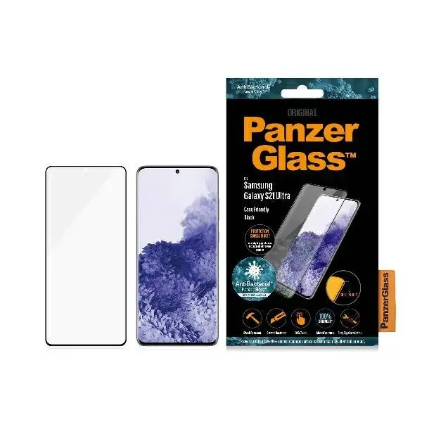 PanzerGlass PRO Curved MicrofractureSam S21 Ultra G998 Case Friendly AntiBacterial czarny/black