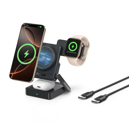 Baseus PicoGo AF21 3-in-1 bezvadu lādētājs | Qi 2.2 | Saderīgs ar MagSafe | 35W | melns