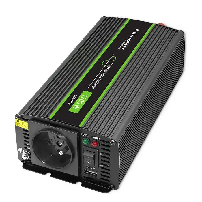 Qoltec Pure Sine Wave Inverter Monolith| 600W | 1200W | 24V to 230V